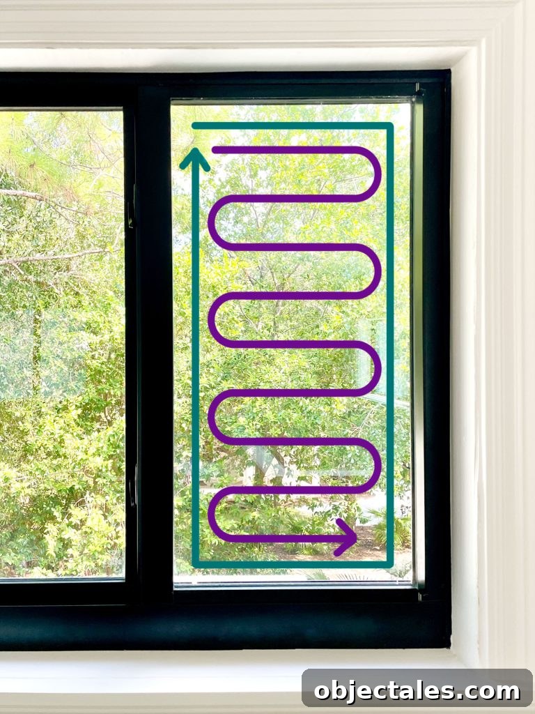 Window With S Pattern Guide For Cleaning Windows