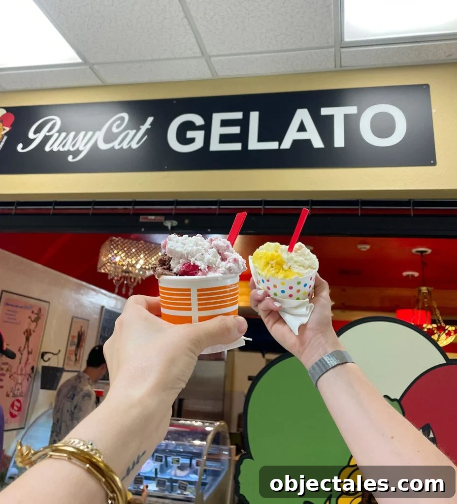 Girls' Weekend in Sedona: Spa, Hiking, Wineries 16 Two Arms Holding Gelato at PussyCat Gelato In Arizona