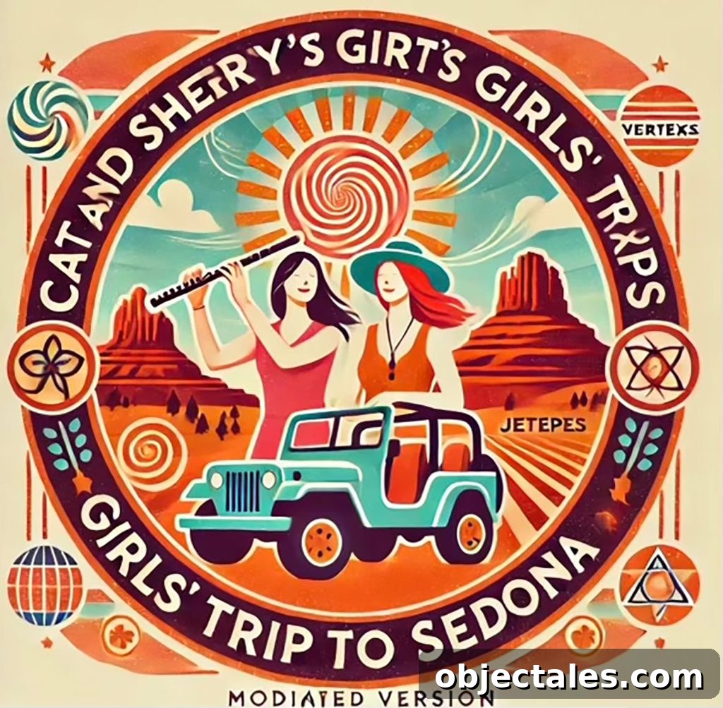 Girls' Weekend in Sedona: Spa, Hiking, Wineries 7 AI Graphic Logo for Cat and Sherry Girls rip To Sedona