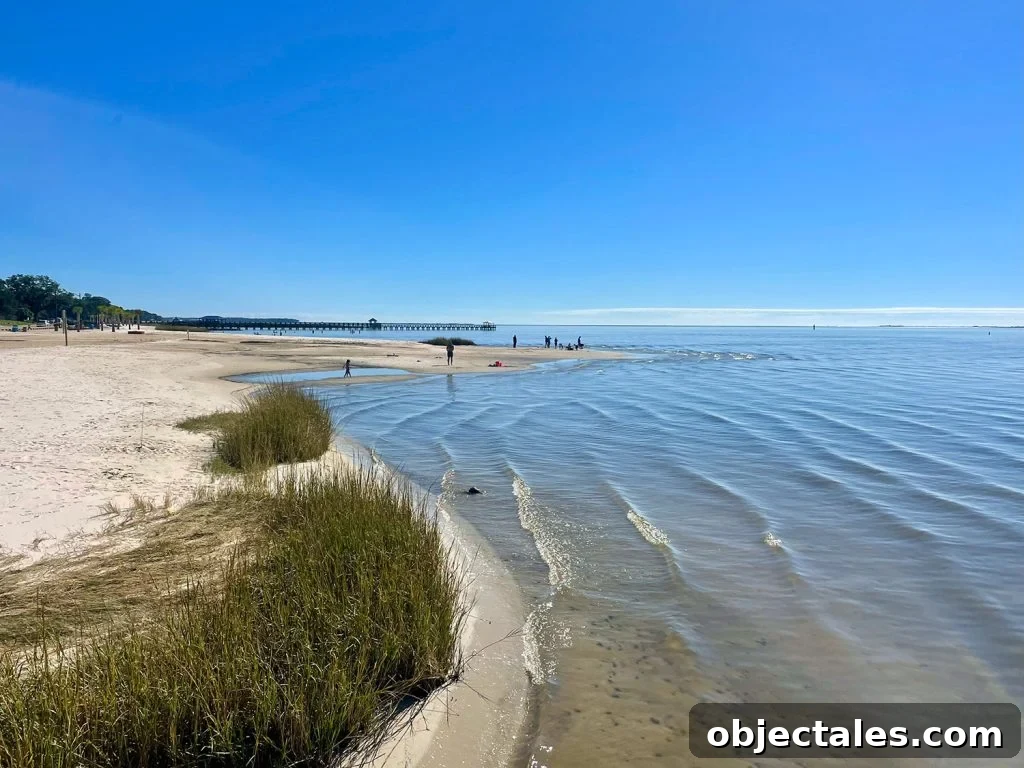 Flat Bay Waters at Beach In Ocean Springs Mississippi