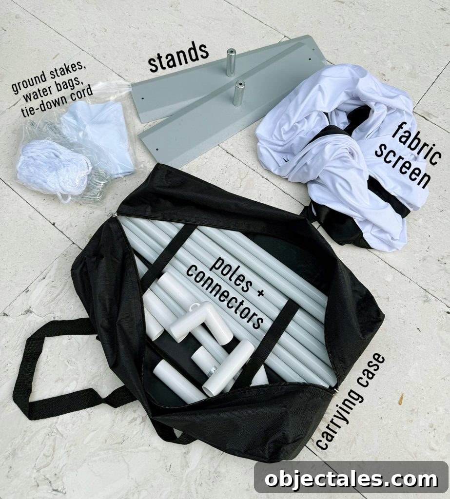 Host an Outdoor Movie Night: Gear Under $200 6 Supplies included in collapsible outdoor movie screen kid included stands weights rope and more