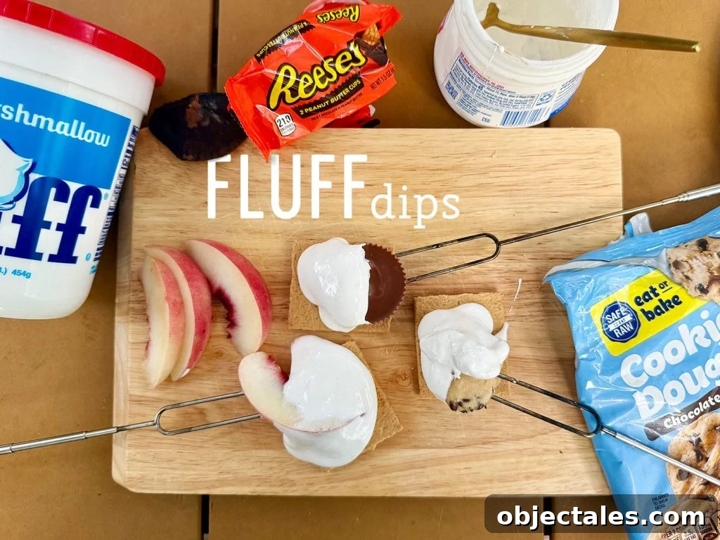 5 Creative S'mores Upgrades, Including Savory Versions 13 Upraded Smores With Marshmallow Fluff Dips with Peaches Cookie Dough and Reeses Peanut Butter