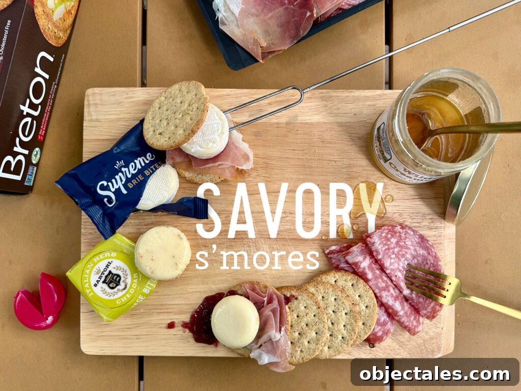 Upraded Savory Smores With Cheeses Bri Crackers Proscuitto Salami and Honey