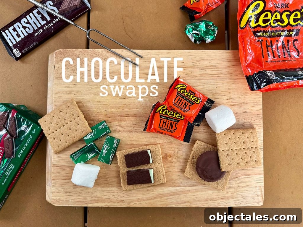 Upraded Smores With Chocolate Alternatives Like Andes Mints And Dark Reeses Peanut Butter Cup Things