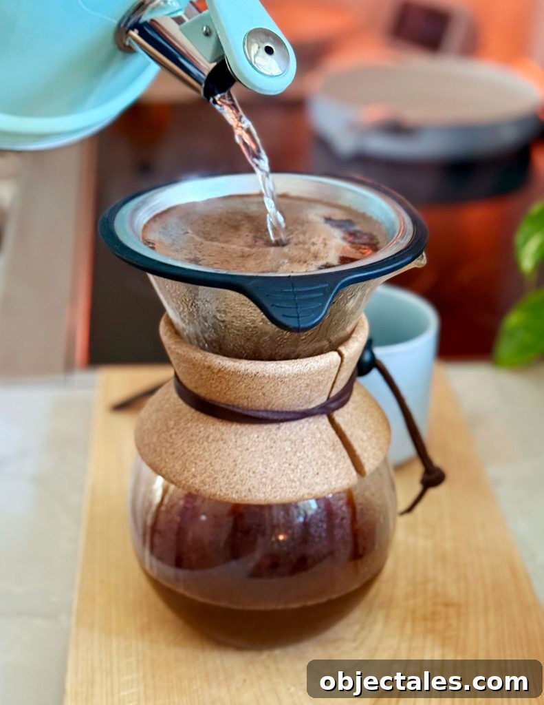 Pouring Boiled Water Into Pour Over Coffee Maker