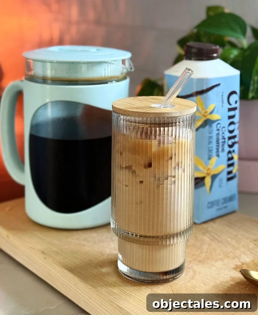 Glass of Cold Brew Made At Home With Cold Brew Maker