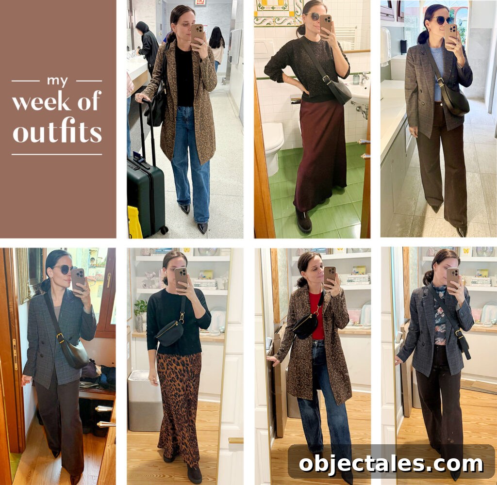 Seven Outfits Worn On Italy Trip In Grid