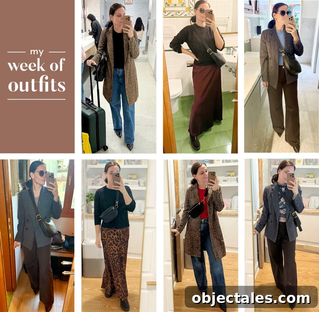 How I Packed One Carry-On for Two Weeks in Italy 9 Seven Outfits Worn On Italy Trip In Grid