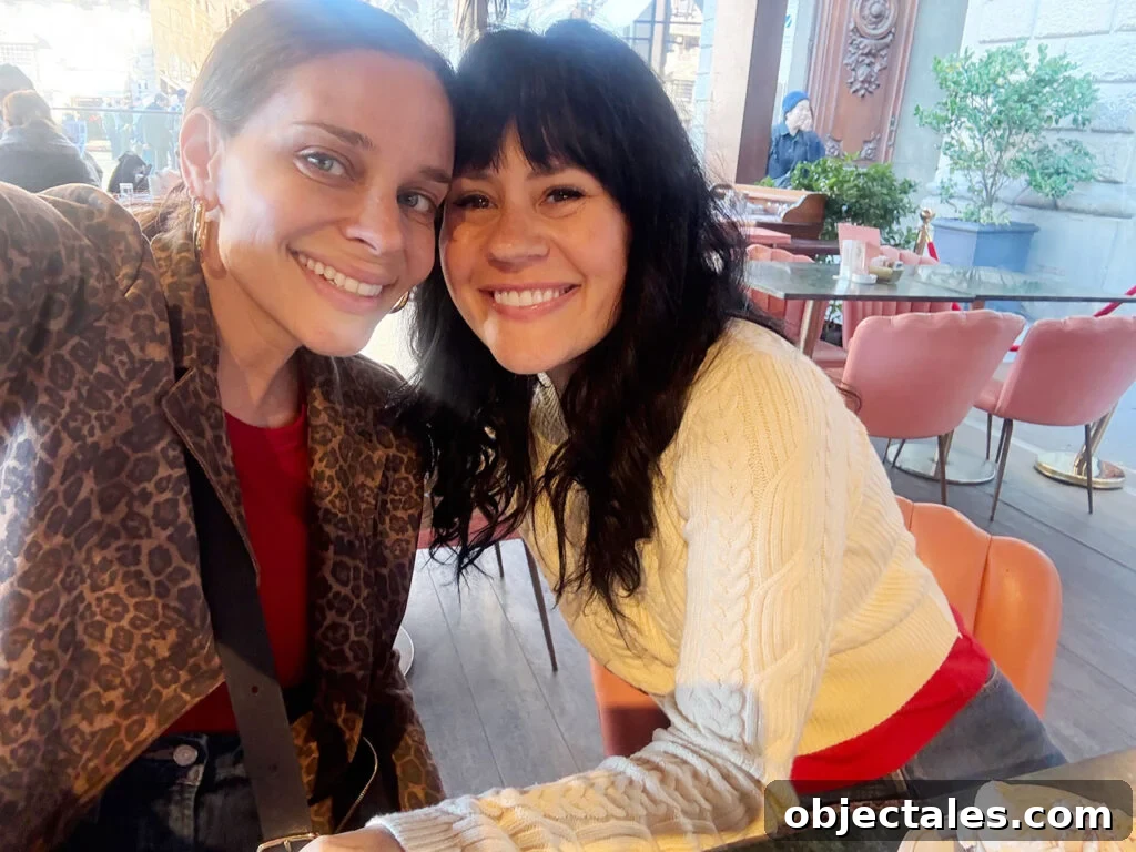 Sherry Selfie With Elsie A Beautiful Mess In Florence Italy With Leopard Coat