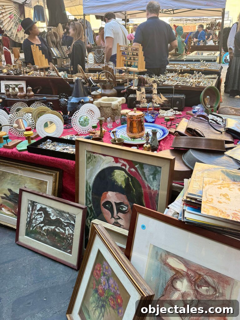 Booth at Santa Spirito Vintage Market in Florence Italy