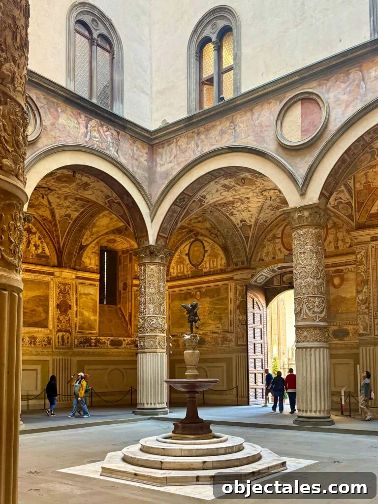 Fountain Inside Near The Cathedral In Florence Italy