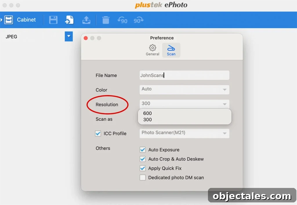 How We Organize Our Digitized Photo Library 11 Where to Change Resolution in Plustek ePhoto