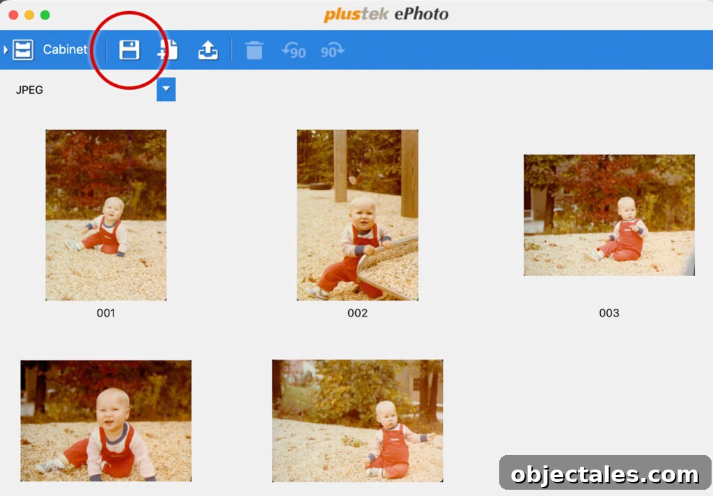 Exporting Files from Plustek ePhoto Software