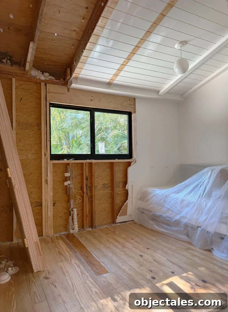 Home Renovation Update: See the Mid-Project Video Tour 8 View of Sons Room With Wider Wall During Renovation