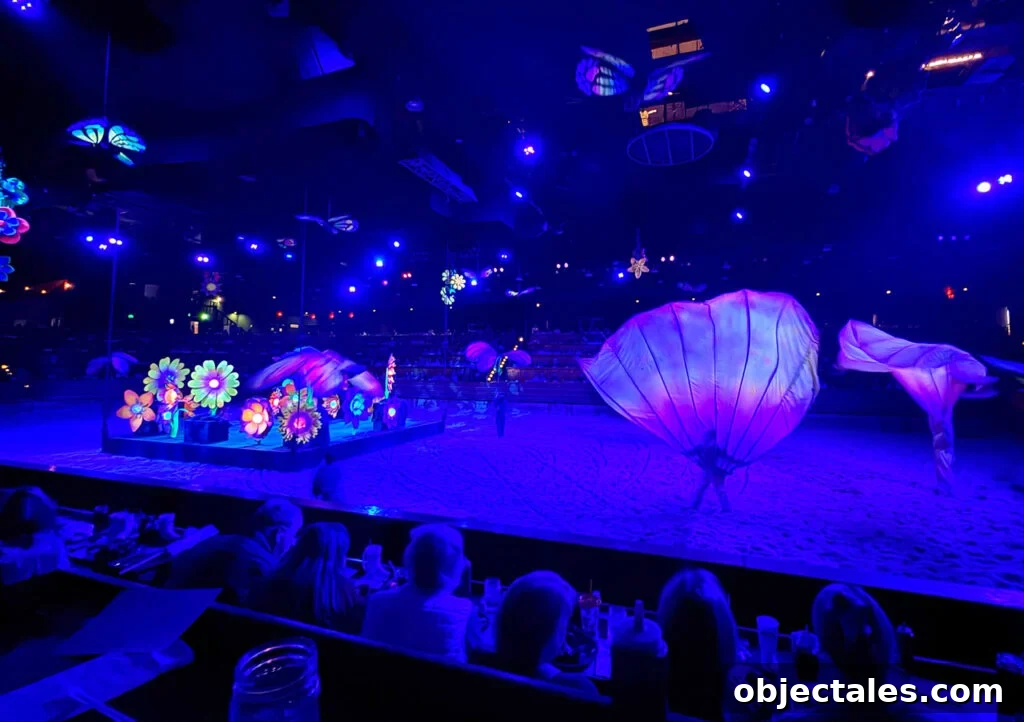 7 Unmissable Things to Do in Pigeon Forge and Gatlinburg 10 Butterfly Blacklight Scene From Dolly Stampede Dinner Show Pigeon Forge TN