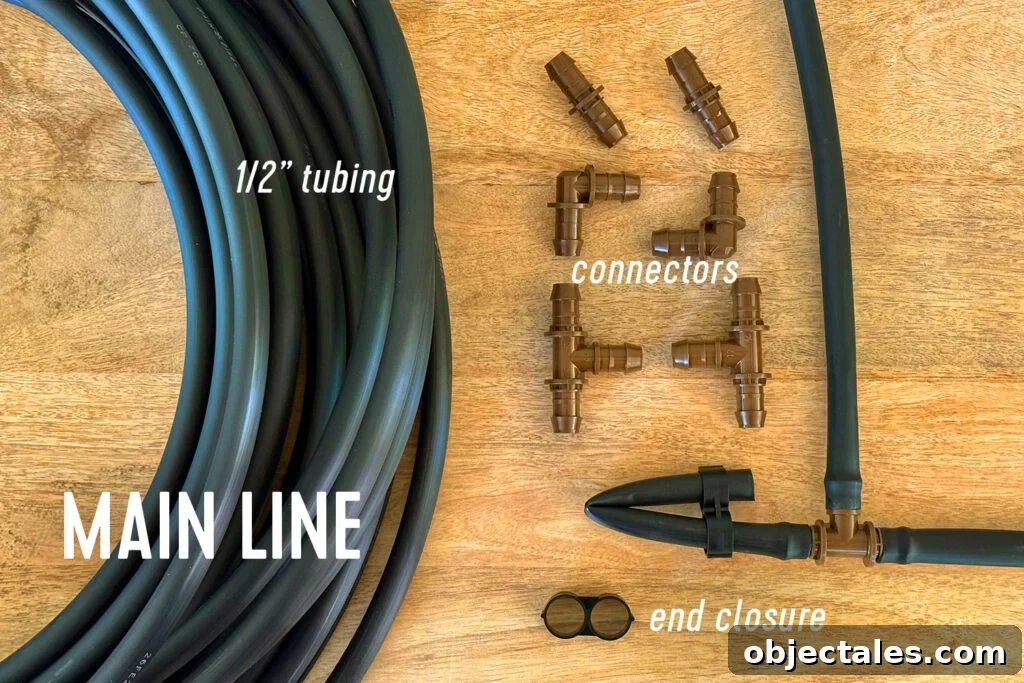 Drip Irrigation Installation: Step-by-Step for Your Garden 7 Main Line Tubes And Connectors for Drip Irrigation System