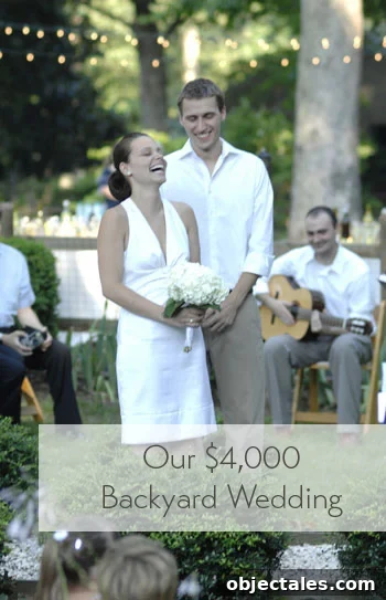 Couple at backyard wedding