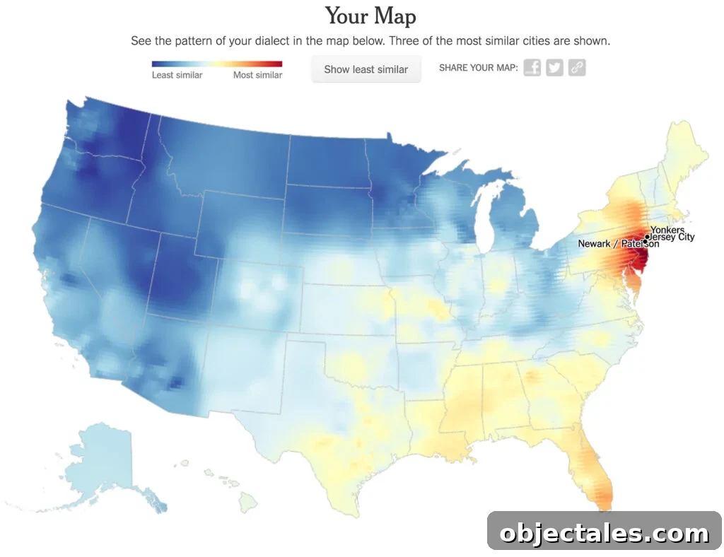 Sherrys Map Results From NYT Dialect Quiz