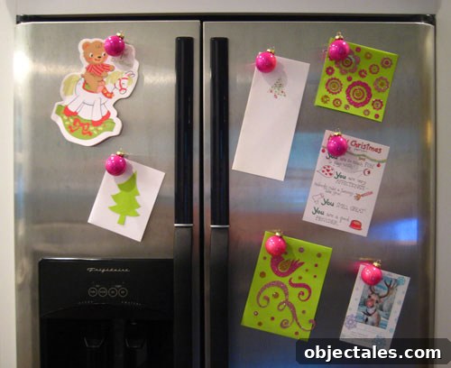 Ornaments as magnets for cards