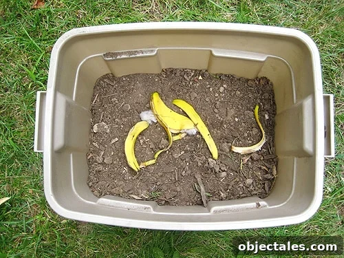 compoststep5 banana peel in diy compost bin