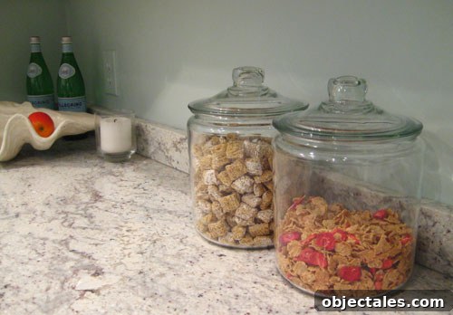 Cereal jars on kitchen counter