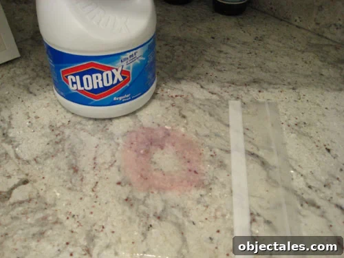 how-to-remove-a-granite-stain-counter Plastic bag soaking on granite counter stain