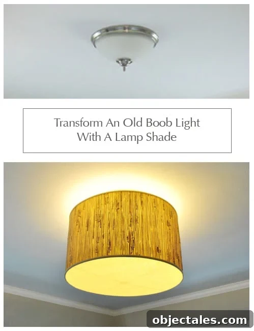 How to Turn a Lampshade into a Ceiling Light Diffuser 2 transform-an-old-boob-light-with-a-lamp-shade