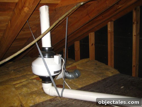 Radon vent pipe exiting roof