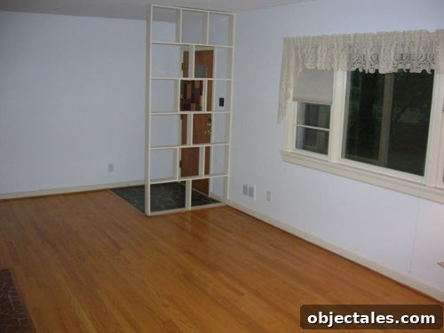 Wooden divider removed from living room