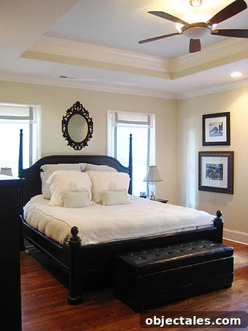 master bedroom blue ceiling