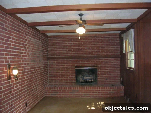 What Homebuyers Notice and Ignore When House Hunting 6 Dated Den With Dark Wood Beams Brick And Wood Paneling