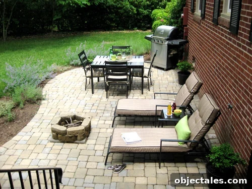 What We'd Do Differently in Our First Home: Lessons Learned 7 Stone Paver Patio With Lounge Chairs And Dining Table