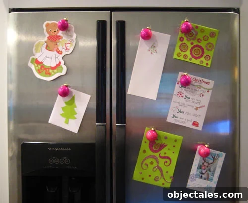 fridgesmall Ornament magnets displayed on a refrigerator