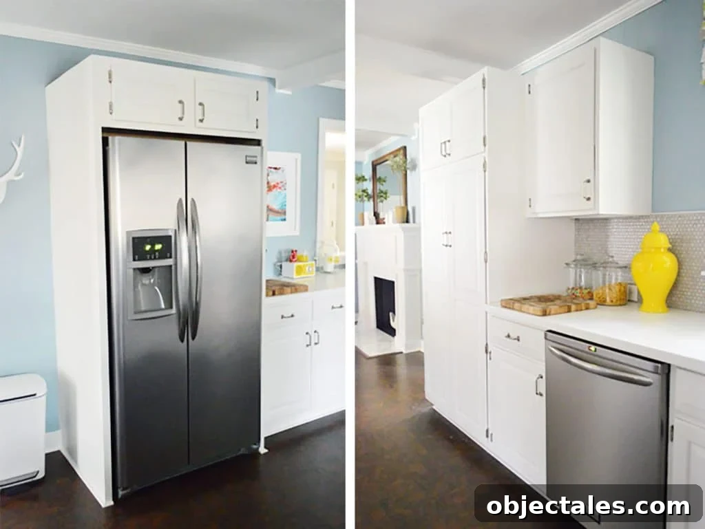 Install Crown Molding on Cabinets: DIY Step by Step Guide 3 Side By Side of White Kitchen Cabinets Without Any Crown Molding On The Uppers
