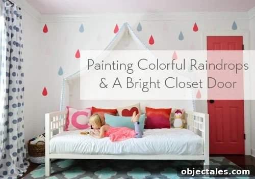 Paint a Closet Door Pink and Create Raindrop Wall Art 2 Painting Colorful Raindrops And A Bright Closet Door Title Card