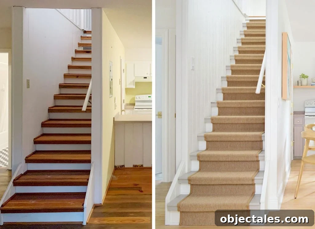 Before And After Sisal Stair Runner Installation