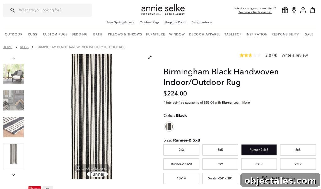 Screenshot of Annie Selke Website Birmingham Rug