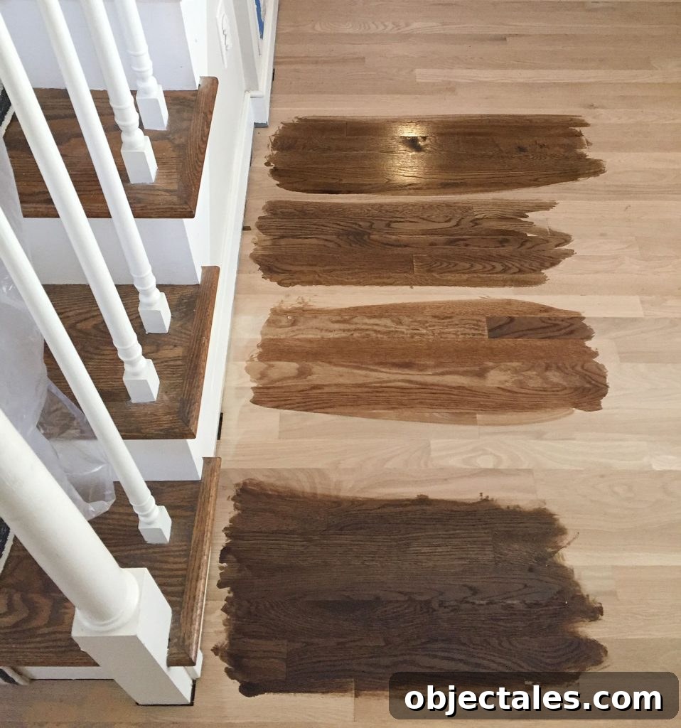 Testing Stain Colors On Sanding Hardwood Floors During Refinishing