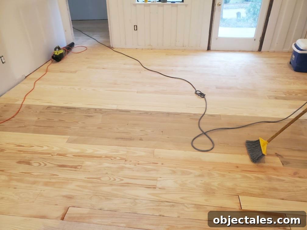 Bare sanded oak floors in beach house