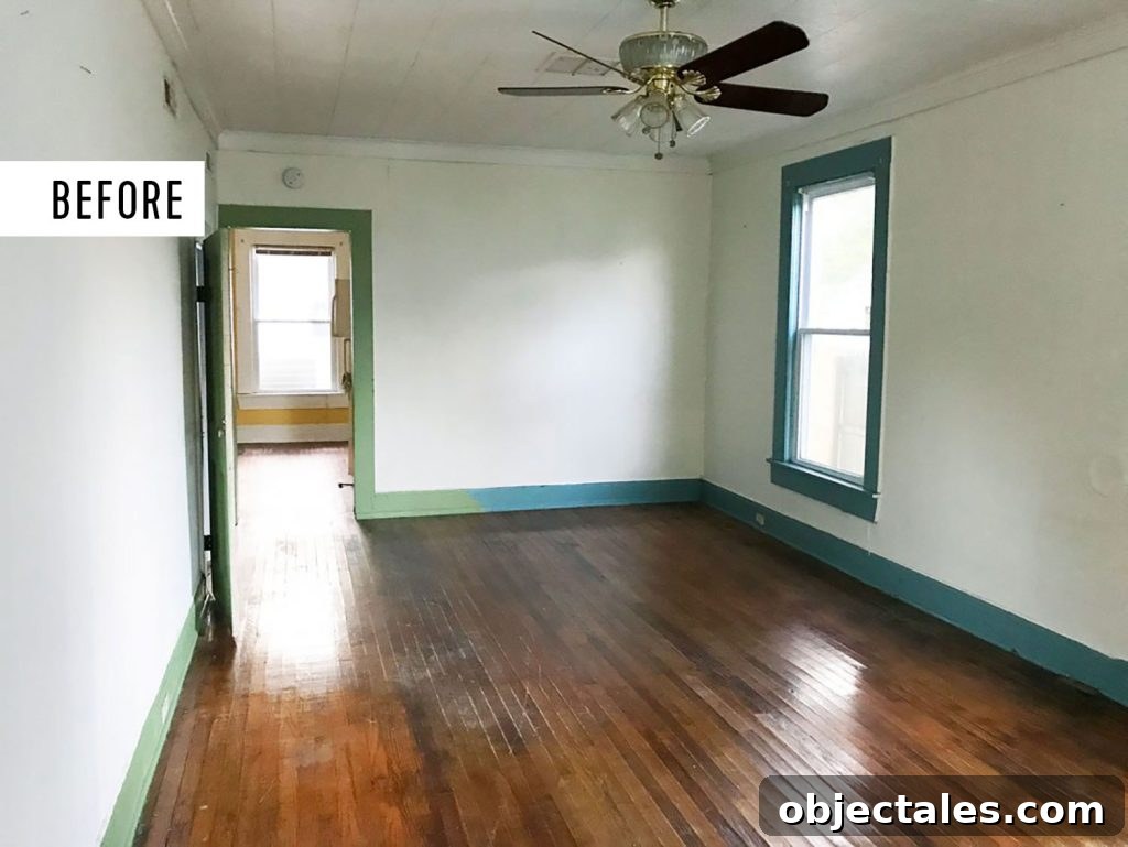 Duplex Hardwood Floors Before Refinishing