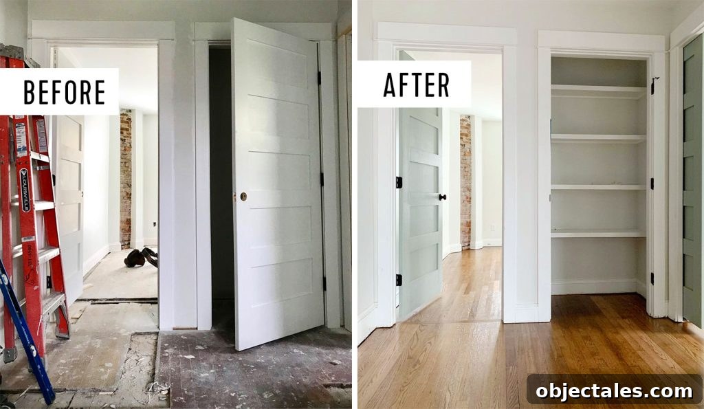 Before and after of refinished hardwood floors in upstairs duplex