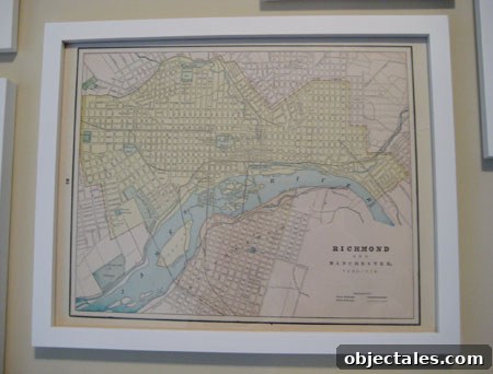 Personal Wall Art Ideas to Showcase Your Style 4 Close-up of a vintage Richmond map with aged paper and typography