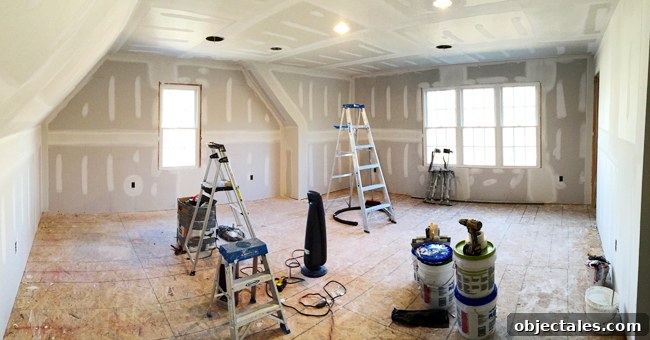 Transforming the Bonus Room Above Our Garage 7 Playroom-Before-Drywalled