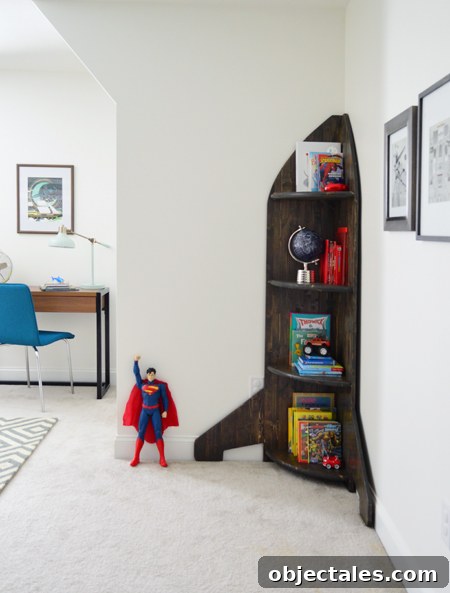 Planet and Rocket Bedroom Ideas for Little Boys 8 Boys Outer-Space-Bedroom DIY-Rocket-Bookshelf