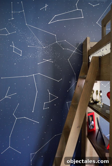 Planet and Rocket Bedroom Ideas for Little Boys 11 Boys Outer-Space-Bedroom-Night-Sky-Accent-Wall