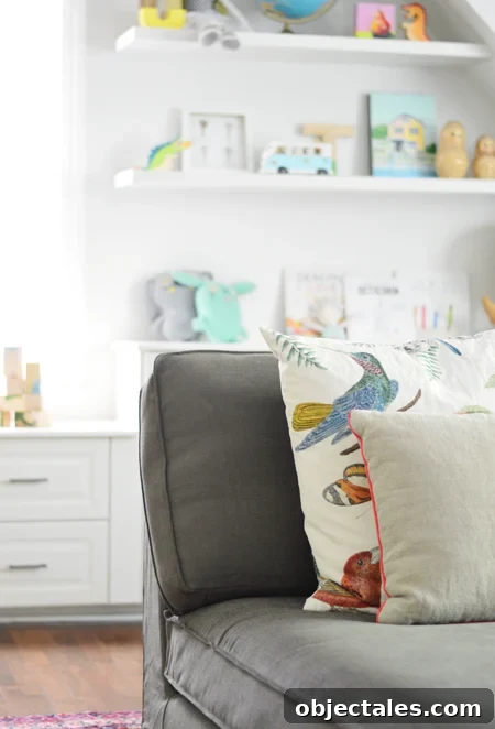 Playful-Family-Bonus-Room-Kivik-Gray-Brown-Bird-Pillow