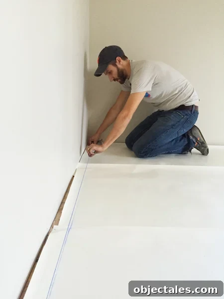 install hardwood flooring making chalk line