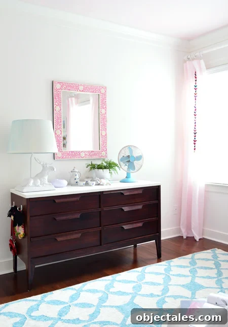 Our Daughter's Bedroom Makeover Timeline 14 GirlsRoom-Dresser-Pink-Mirror