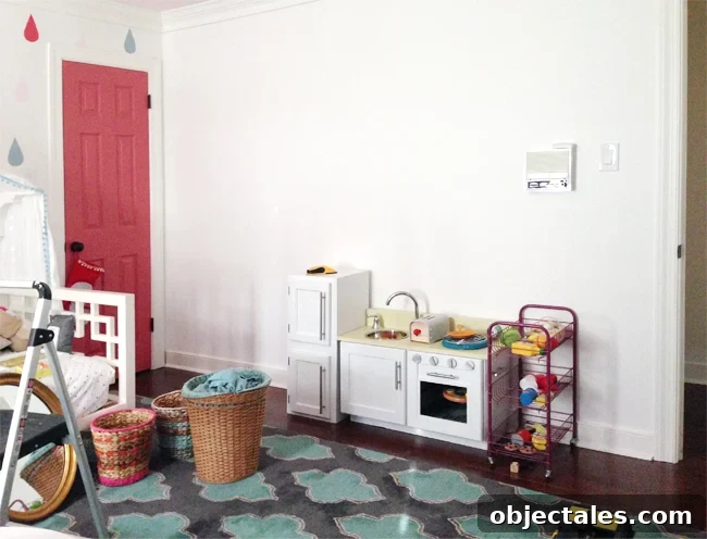 Our Daughter's Bedroom Through the Years 19 EvolutionGirlsRoom-PlayWallKitchen