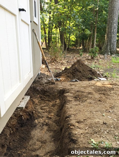 Choose the Right Backyard Storage Shed 14 Shed-Stone-Step-Dug-Hole